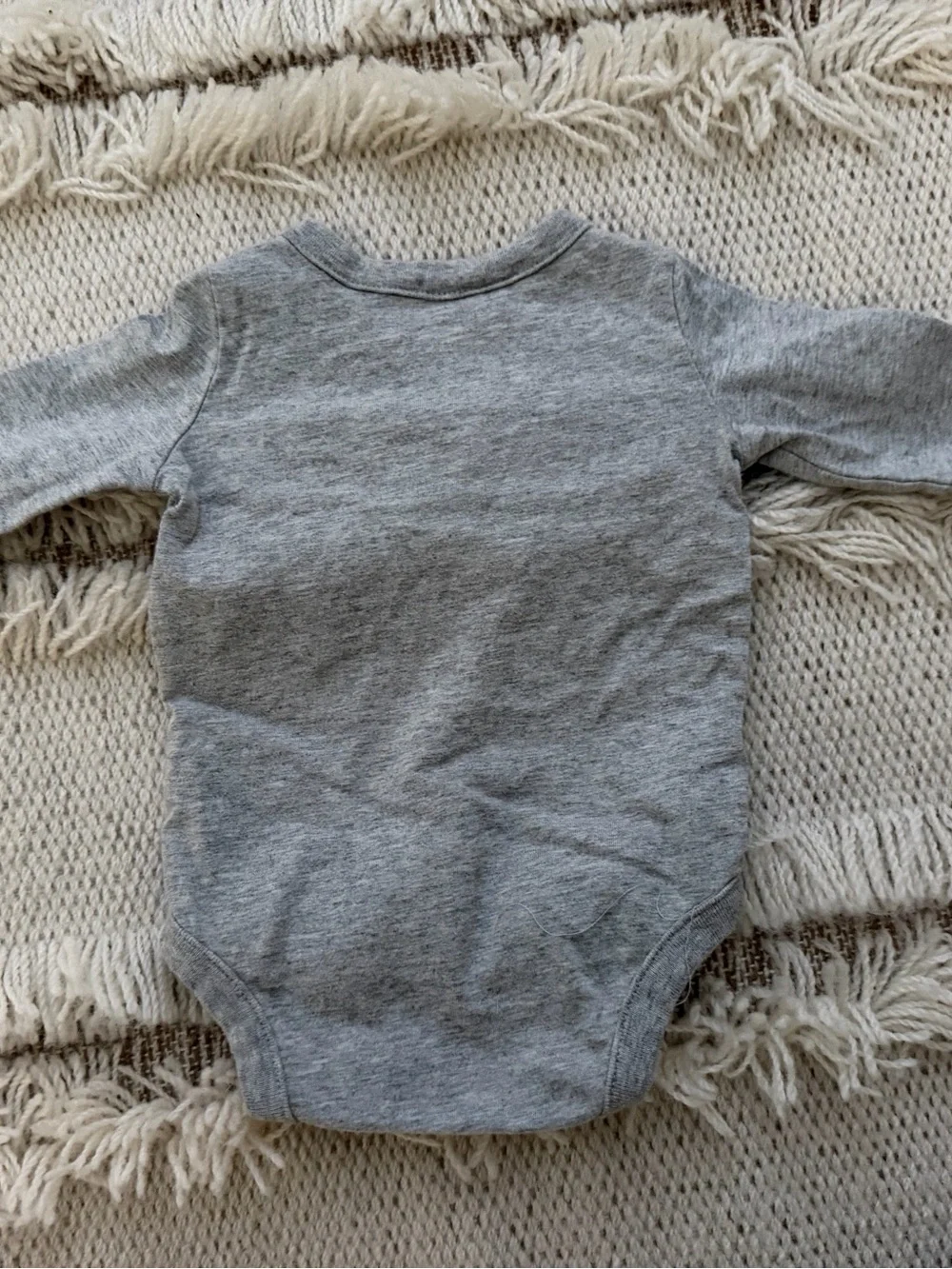 BABY GAP Olive Green & Gray Bear Knit One-Piece & Gray Onesie Sz 0-3 mos